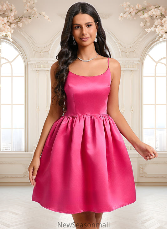 Saige Ball-Gown/Princess Scoop Short Satin Homecoming Dress HEP0025714