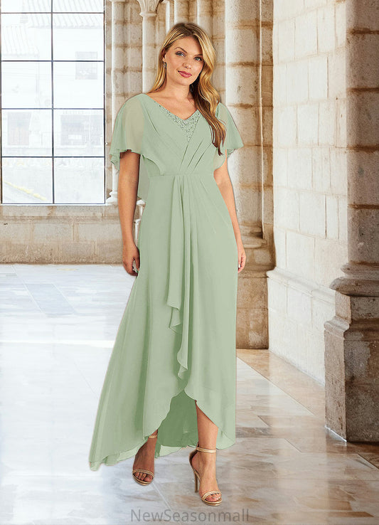 Lexi A-Line V-Neck Pleated Chiffon Asymmetrical Dress HEP0022640