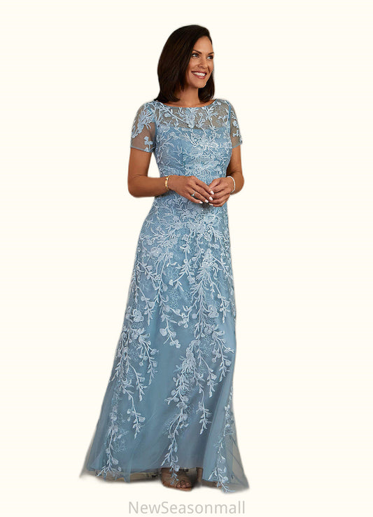 Lorena A-Line Boatneck Lace Floor-Length Dress HEP0022651