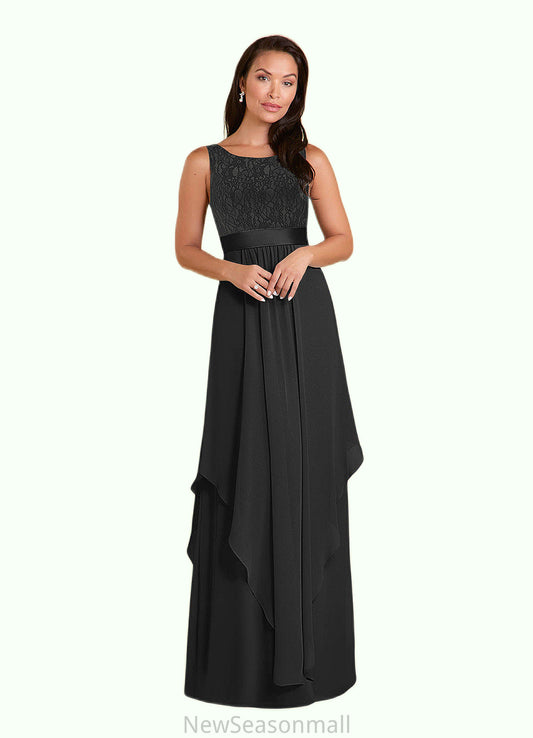 Selina A-Line Lace Chiffon Floor-Length Dress HEP0022652