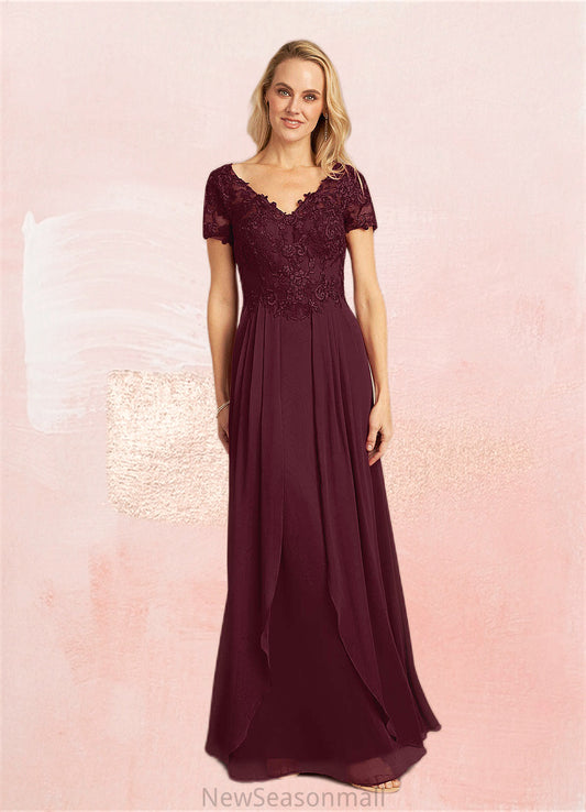 Anya A-Line Lace Chiffon Floor-Length Dress HEP0022662