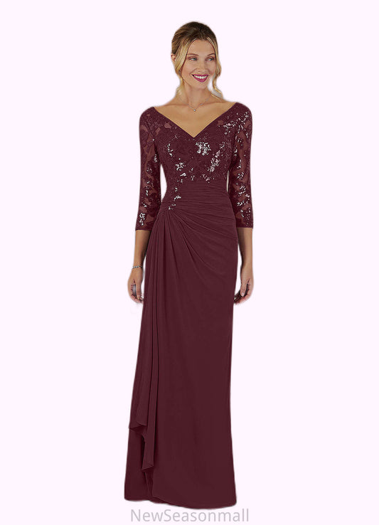 Rylee Sheath Sequins Lace Floor-Length Dress HEP0022673