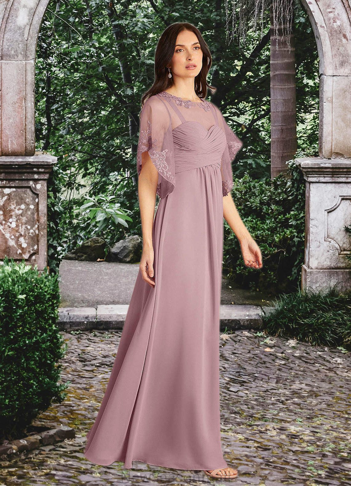 Muriel A-Line Sequins Chiffon Floor-Length Dress HEP0022676