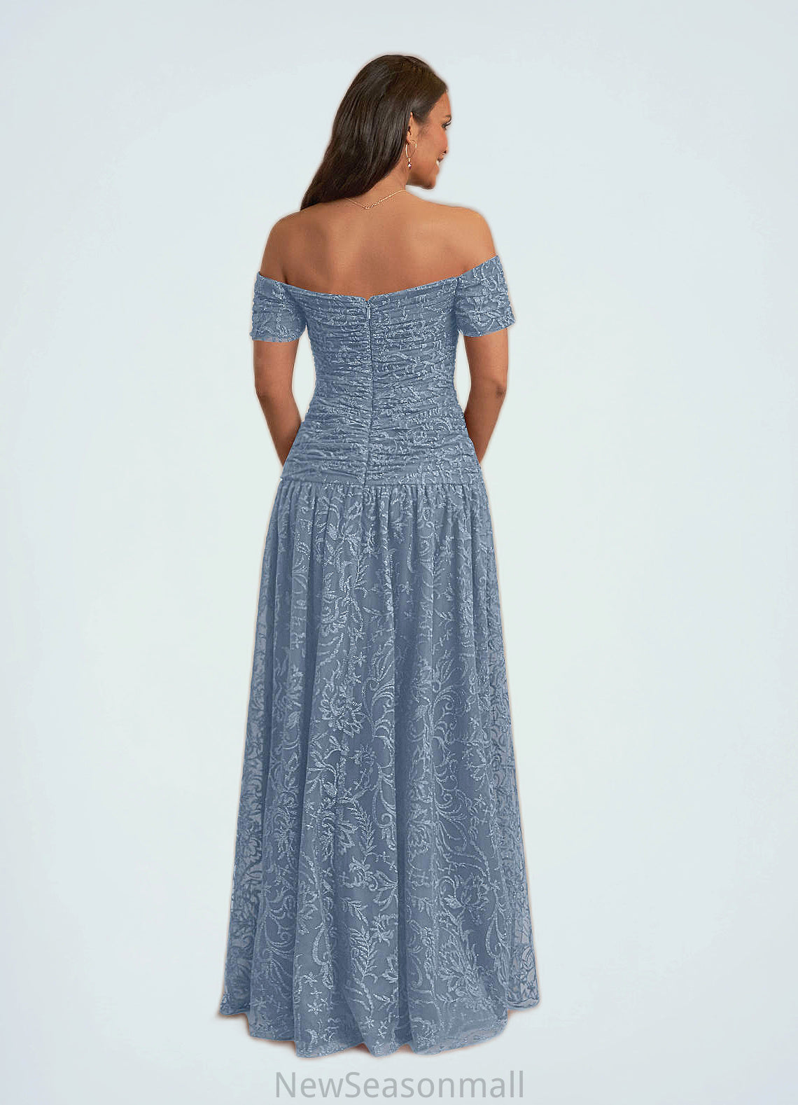 Ximena A-Line Sweetheart Off the Shoulder Lace Floor-Length Dress HEP0022688