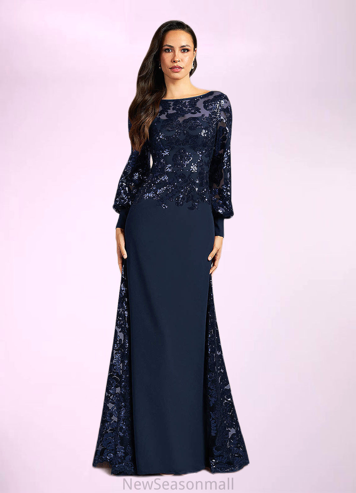 Mallory Mermaid Sequins Lace Floor-Length Dress HEP0022689