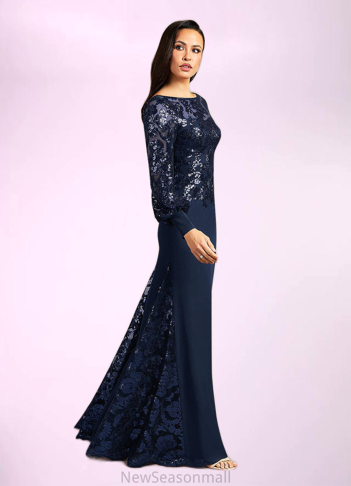 Mallory Mermaid Sequins Lace Floor-Length Dress HEP0022689