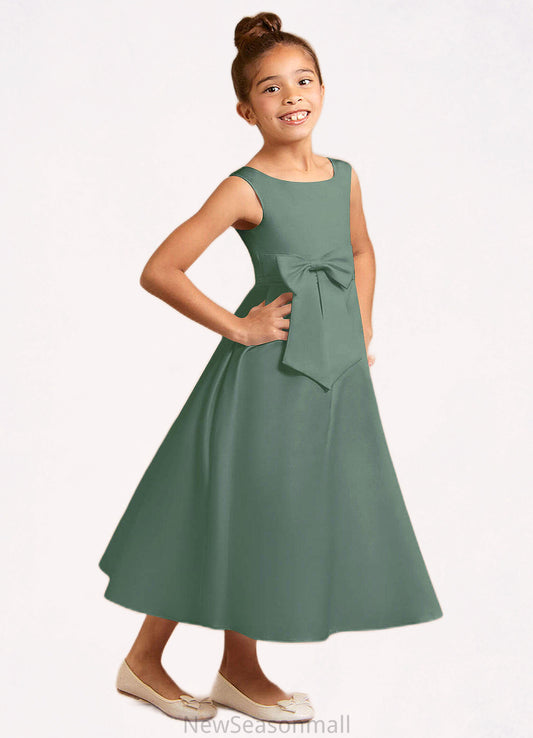 Precious A-Line Pleated Matte Satin Ankle-Length Dress Eucalyptus HEP0022803