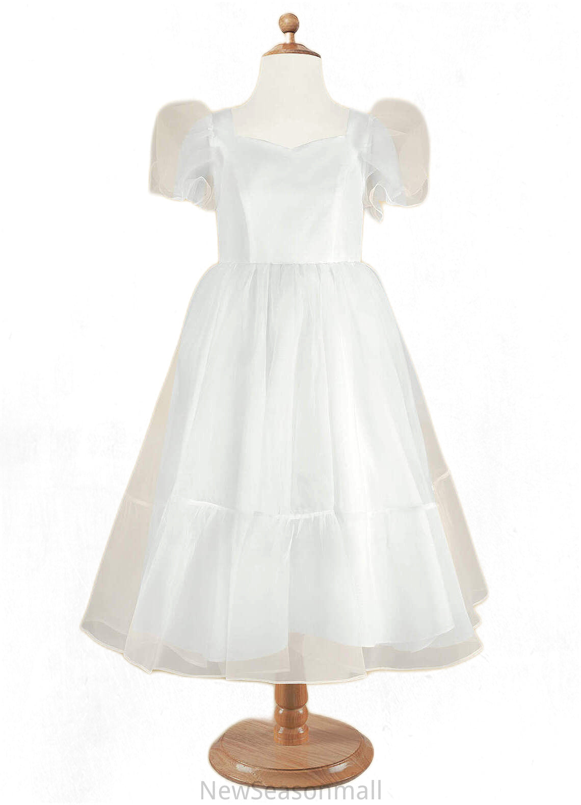 Keely Ball-Gown Sweetheart Neckline Organza Knee-Length Dress Diamond White HEP0022854