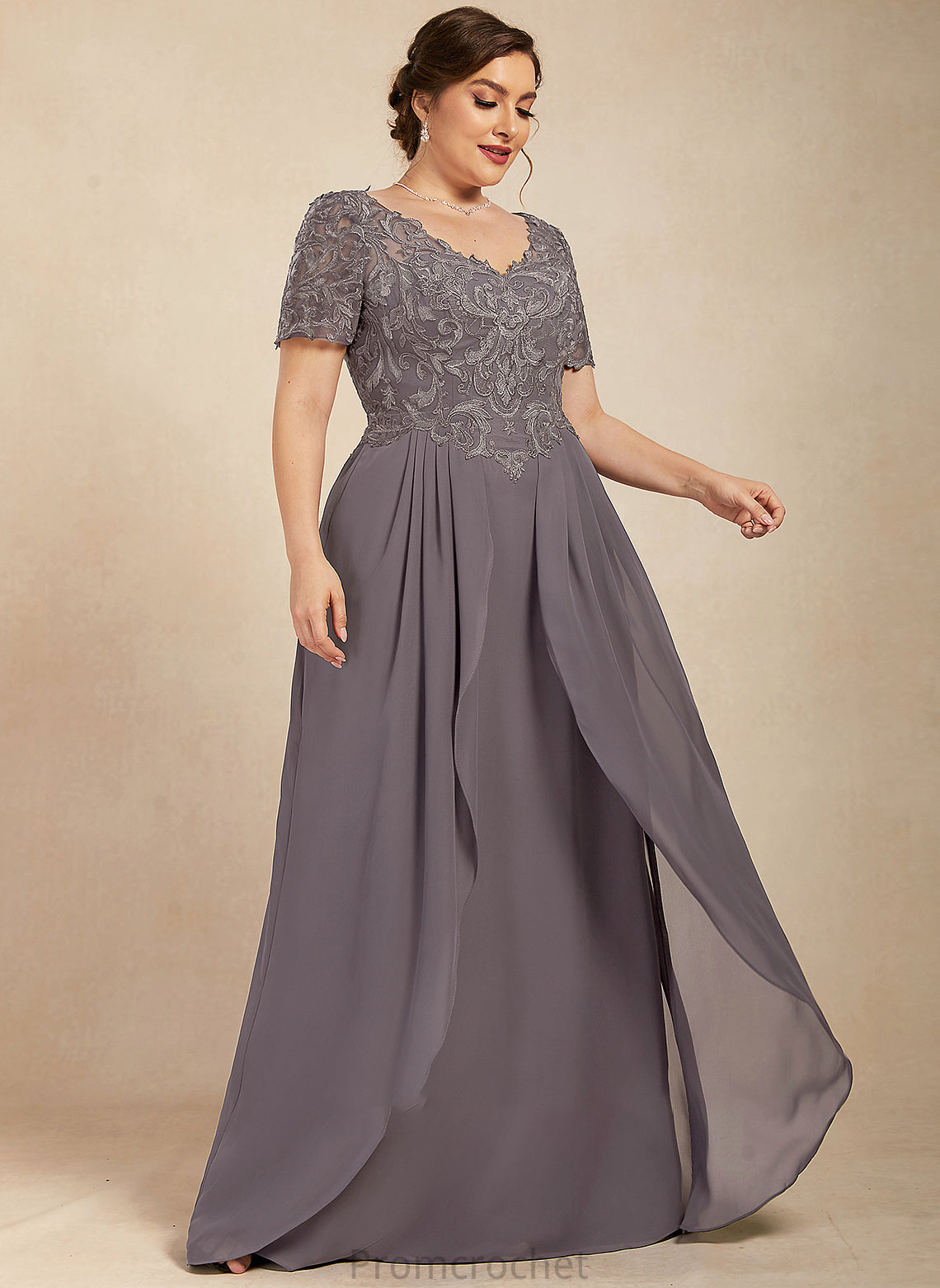 Chiffon the Mother of the Bride Dresses Catherine V-neck A-Line Floor-Length Mother of Dress Lace Bride