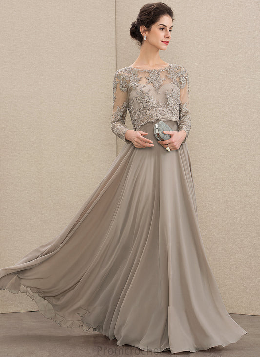 the Floor-Length Chiffon Dress of A-Line Mother Sequins With Scoop Bride Mother of the Bride Dresses Lace Kaliyah Neck