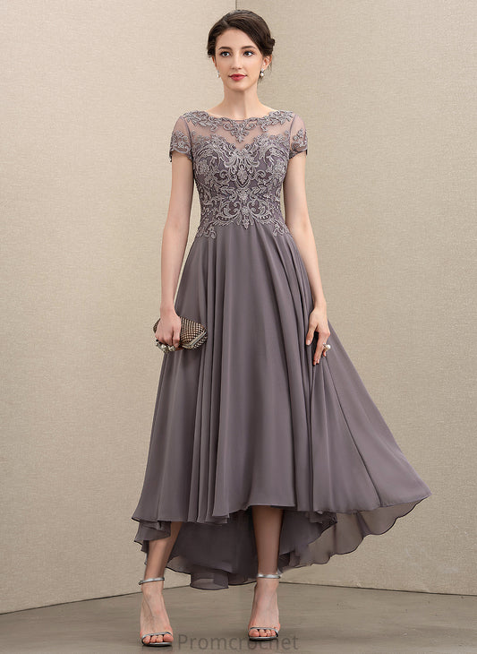 of Bride Neck the Scoop Beading Sequins With Mother of the Bride Dresses A-Line Asymmetrical Jessica Chiffon Lace Dress Mother