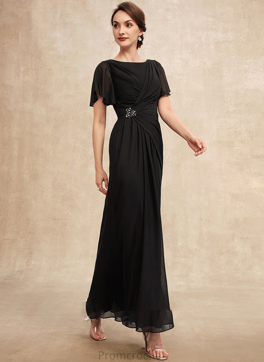 the Neck Mother of Beading Ruffle A-Line Scoop With Maeve Dress Bride Chiffon Ankle-Length Mother of the Bride Dresses