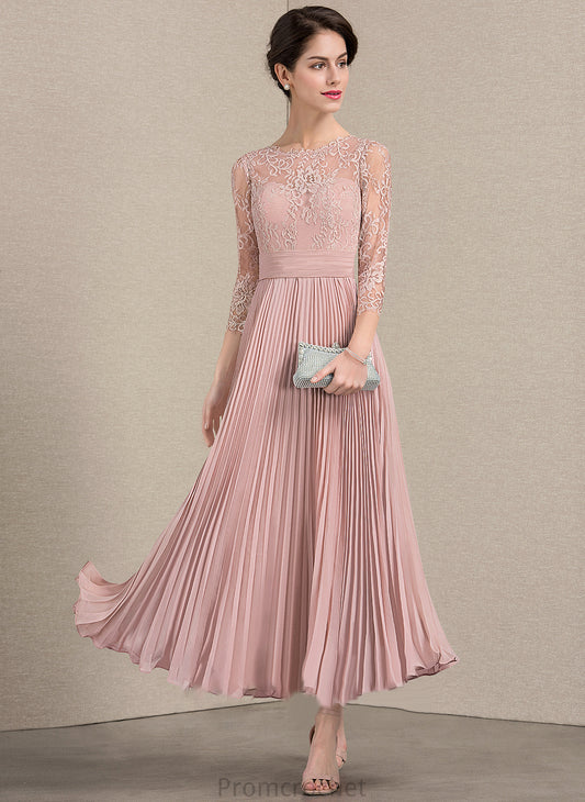 Ankle-Length Dress Neck the of With Chiffon A-Line Mother Denise Scoop Pleated Lace Mother of the Bride Dresses Bride