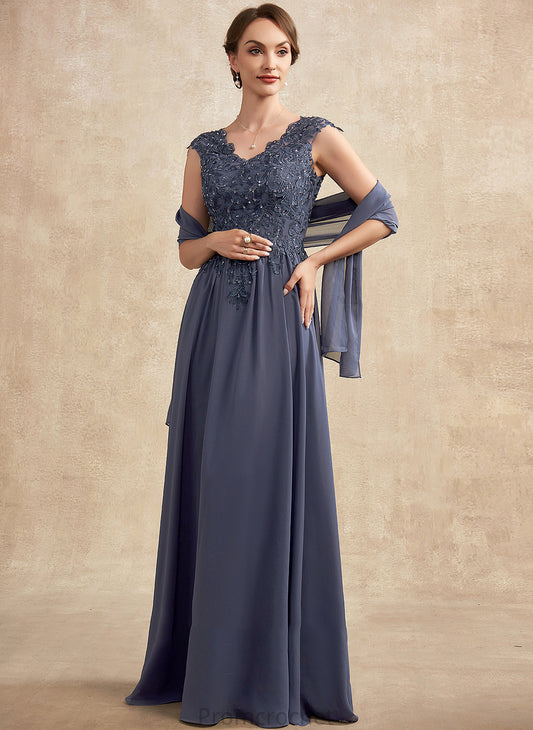 Mother Dress of Bride Chiffon Mother of the Bride Dresses With Lace the Ginny Sequins Floor-Length V-neck Beading A-Line