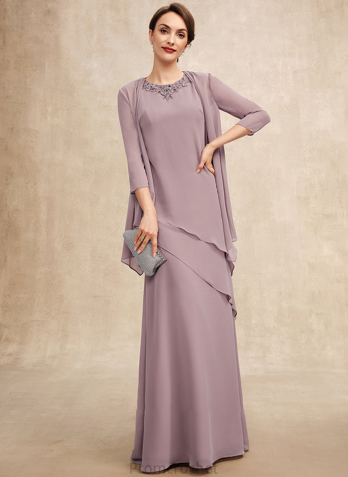 Scoop Beading Mother of the Bride Dresses Chiffon Bride the Dress A-Line Pancy Neck With Mother of Floor-Length