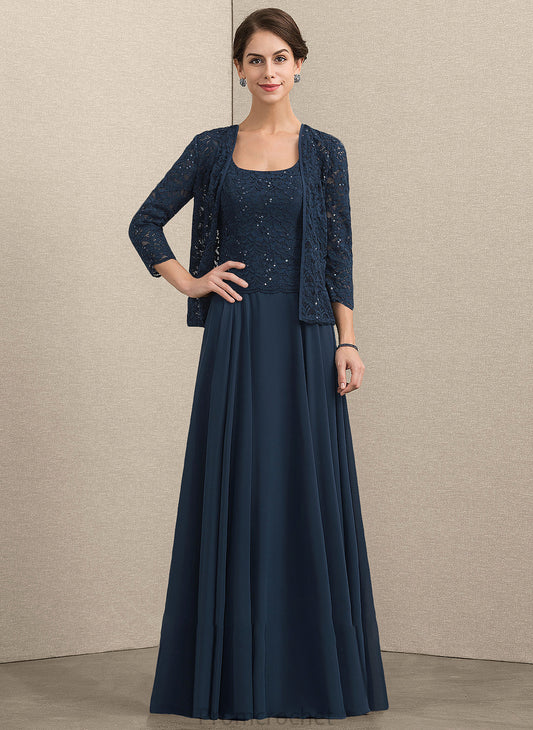 Floor-Length Square Chiffon Sequins Dress the With A-Line Mother Mother of the Bride Dresses Neckline Lace Olympia of Bride