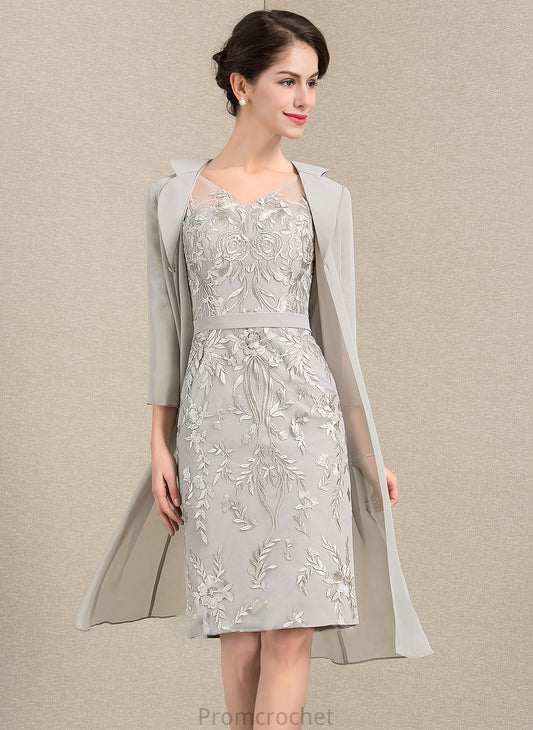 Sheath/Column Mother Jaylah Bride Knee-Length the V-neck of Lace Dress Mother of the Bride Dresses