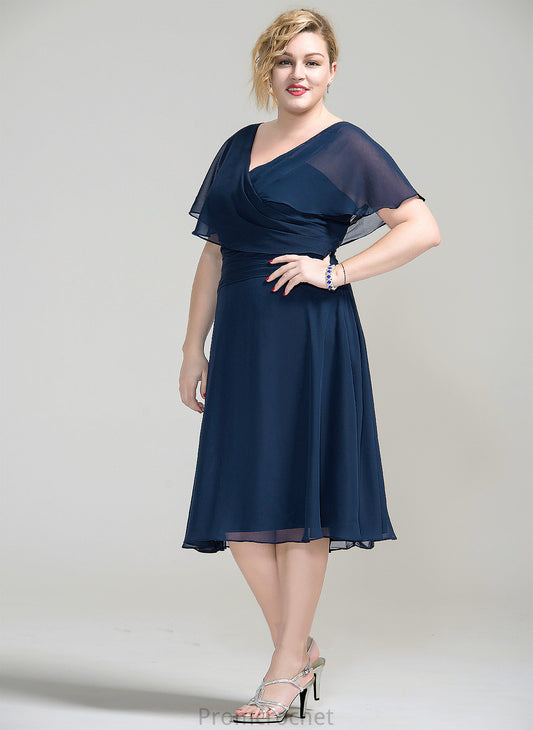 V-neck of Mother Mother of the Bride Dresses Bride Knee-Length Ruffle With Miah the Chiffon A-Line Dress