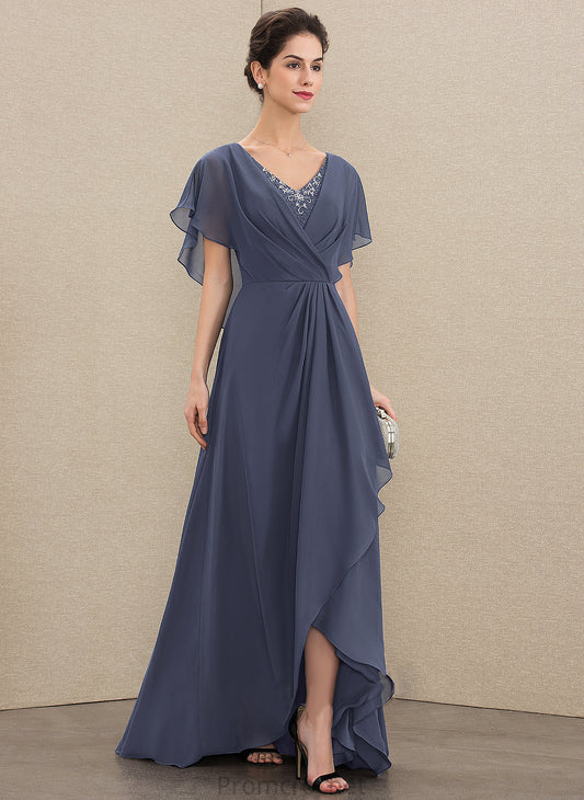 With Mother Chiffon Beading Mother of the Bride Dresses Asymmetrical Bride A-Line V-neck of Naomi Sequins the Dress