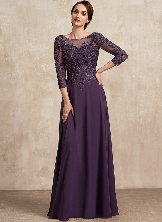 of Dress Bride Neck Chiffon A-Line Sequins Lace Mother of the Bride Dresses Jaida Mother With Scoop the Floor-Length