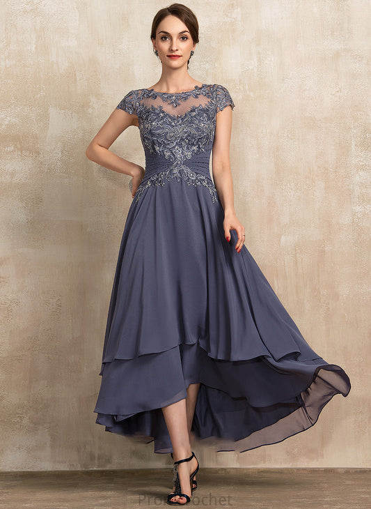 A-Line the Bride Dress Neck Lucile Chiffon Lace With Asymmetrical of Scoop Beading Mother Mother of the Bride Dresses