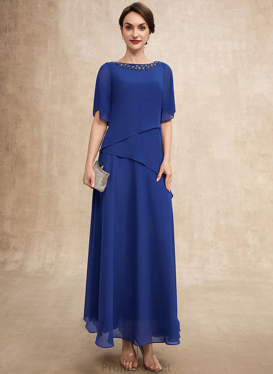 Taylor With Mother of the Bride Dresses Bride Chiffon Ankle-Length Dress of A-Line Neck Mother Beading Scoop the