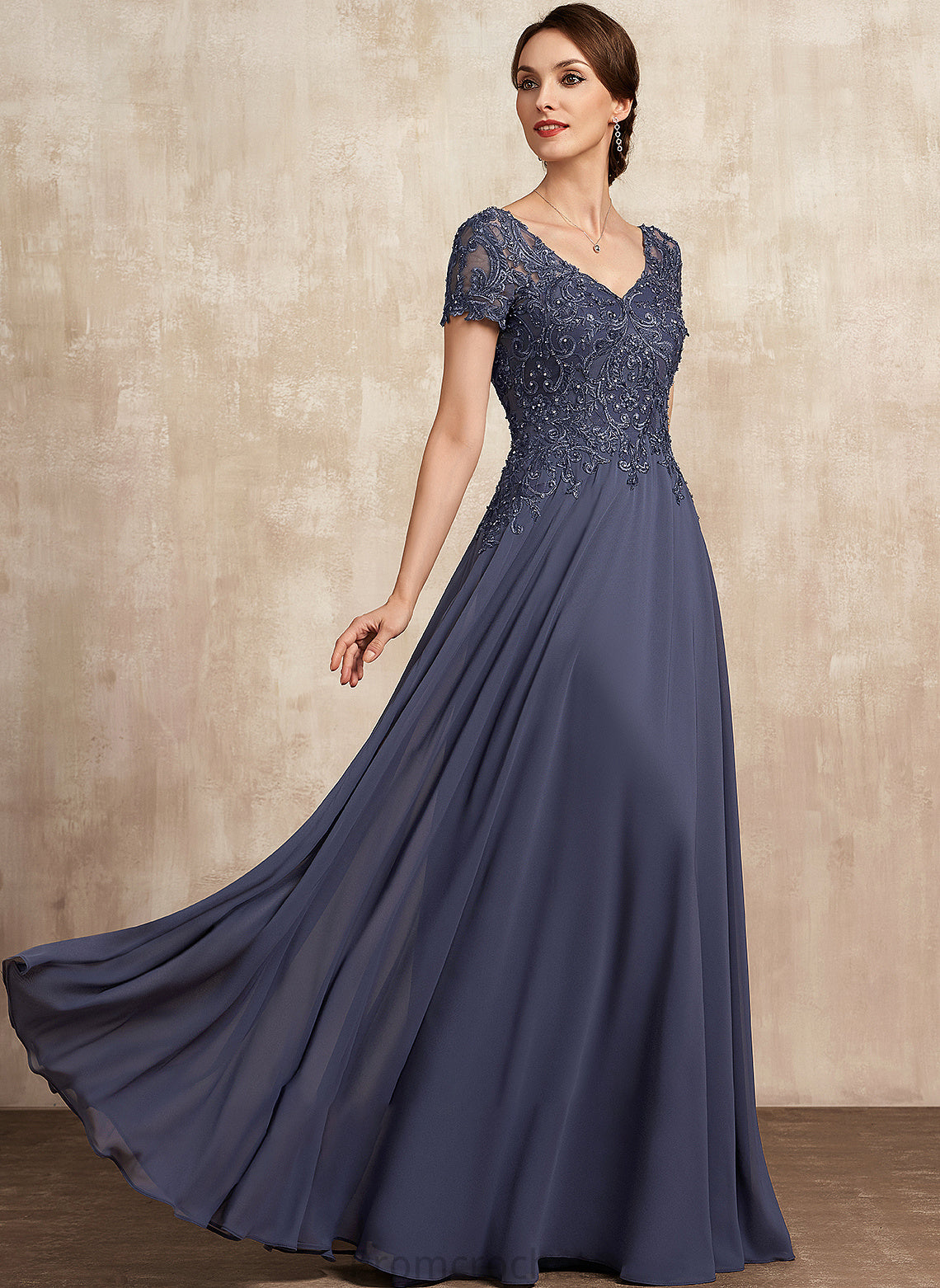 Beading the Mother Camilla A-Line With Chiffon Lace Mother of the Bride Dresses Dress Bride Sequins Floor-Length of V-neck