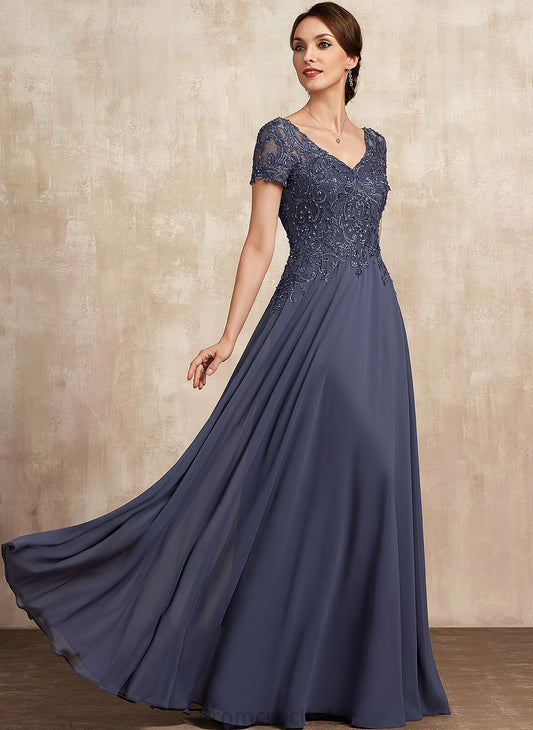 Beading the Mother Camilla A-Line With Chiffon Lace Mother of the Bride Dresses Dress Bride Sequins Floor-Length of V-neck