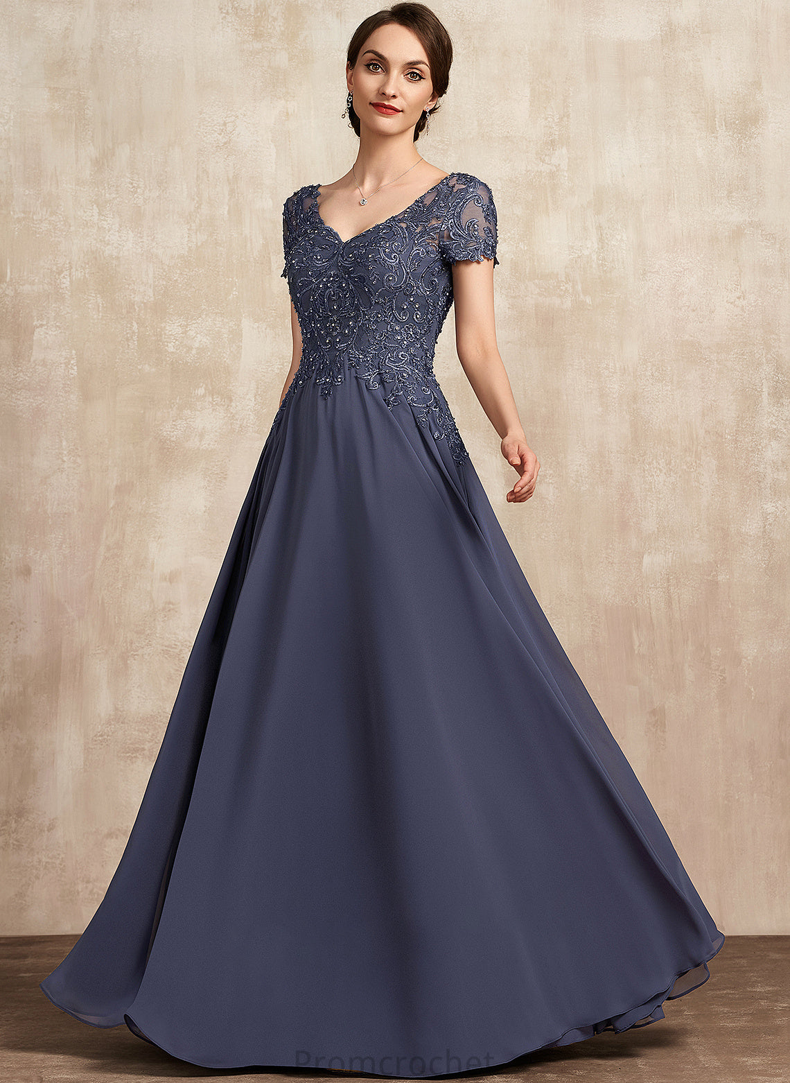 Beading the Mother Camilla A-Line With Chiffon Lace Mother of the Bride Dresses Dress Bride Sequins Floor-Length of V-neck