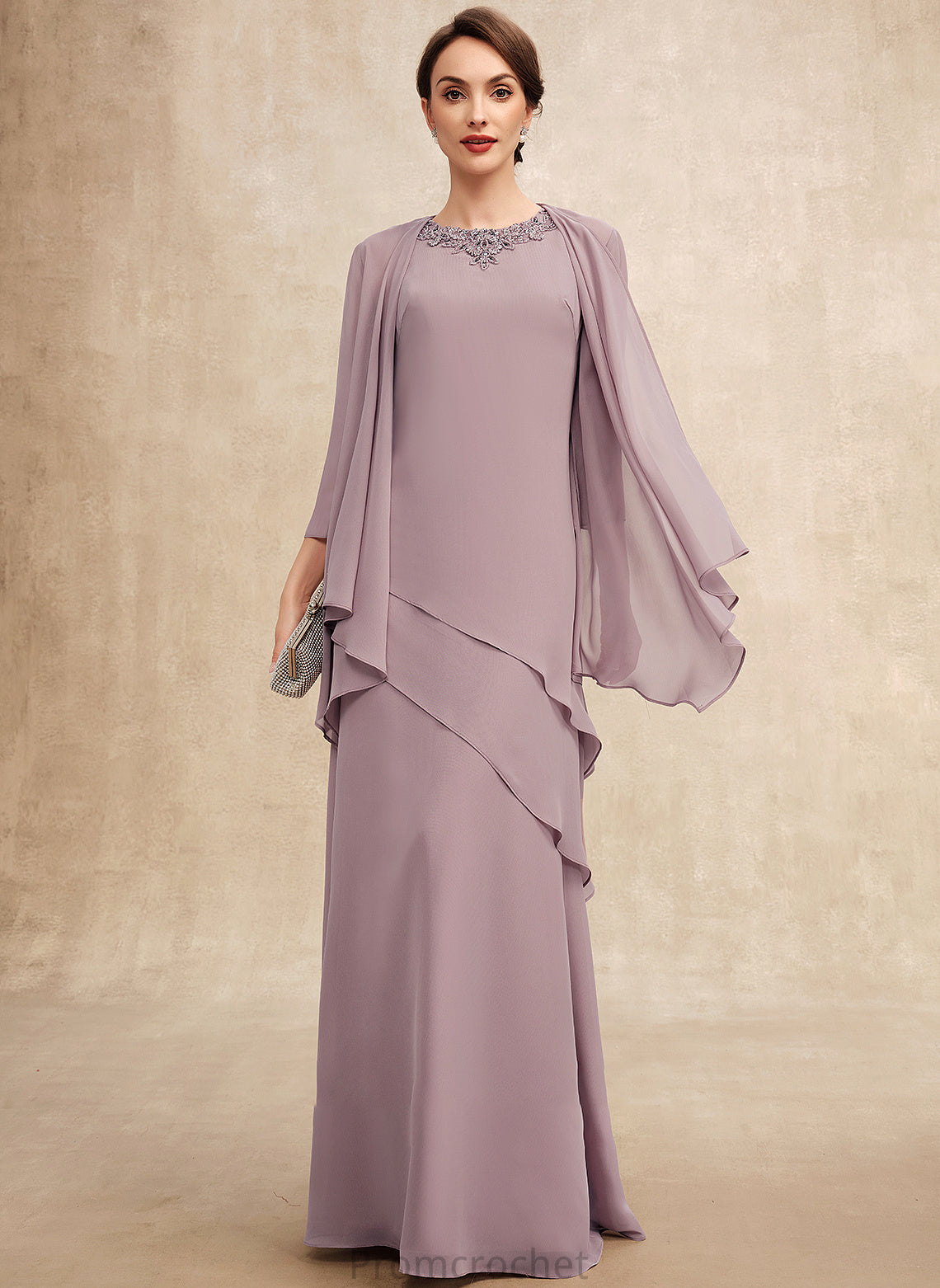 Scoop Beading Mother of the Bride Dresses Chiffon Bride the Dress A-Line Pancy Neck With Mother of Floor-Length