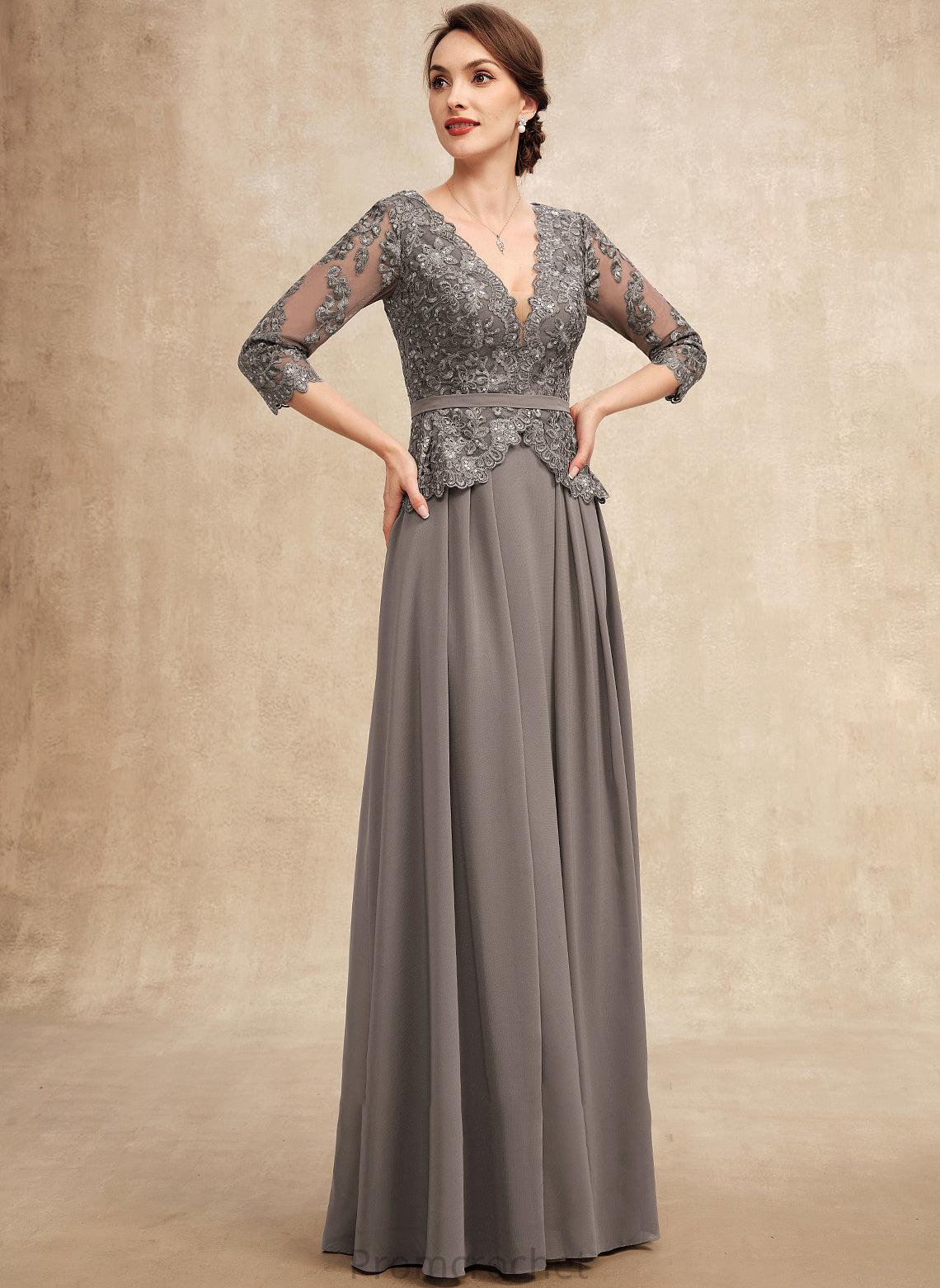 V-neck With Myla of Mother of the Bride Dresses Mother Dress Lace Floor-Length Chiffon Sequins Bride the A-Line