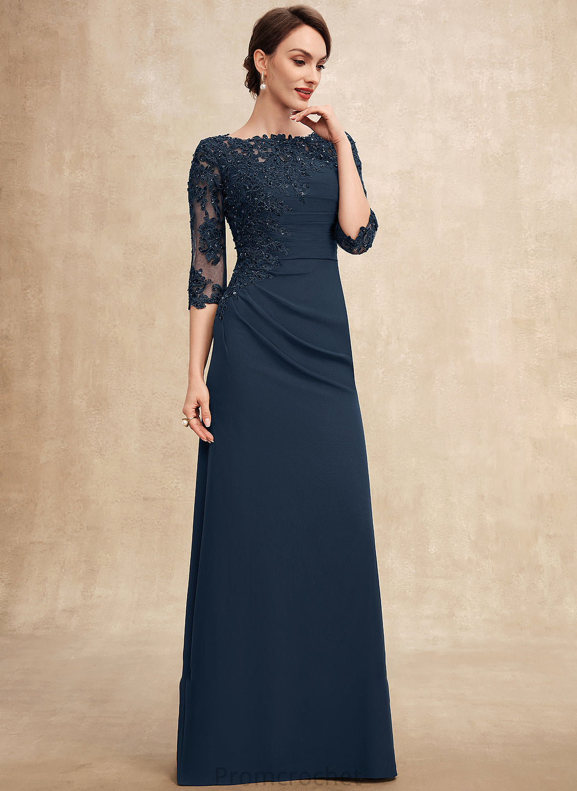 Mother the Dress Beading A-Line Floor-Length Ruffle of Scoop Mother of the Bride Dresses Bride Clara Lace With Neck Sequins Chiffon