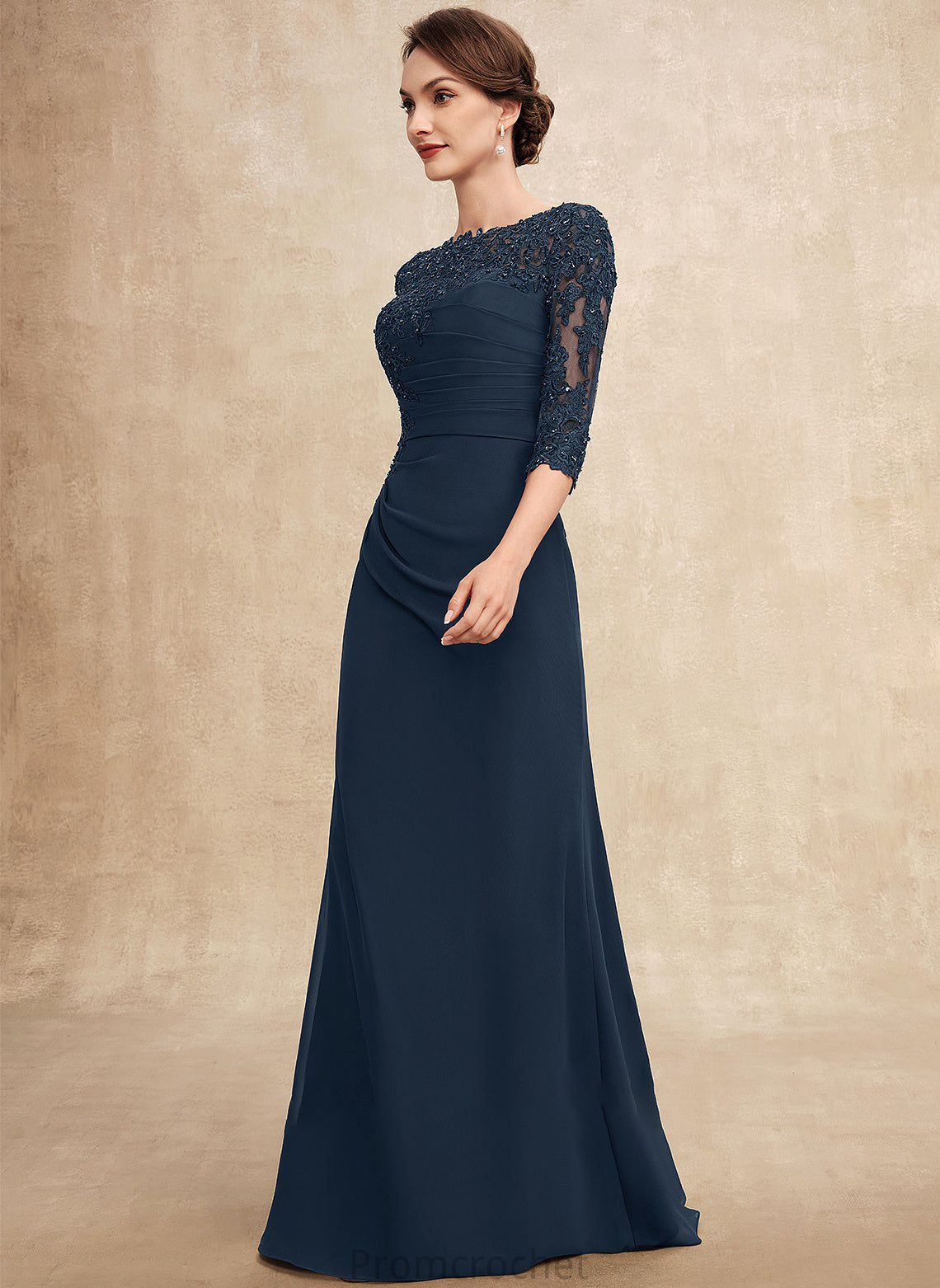 Mother the Dress Beading A-Line Floor-Length Ruffle of Scoop Mother of the Bride Dresses Bride Clara Lace With Neck Sequins Chiffon