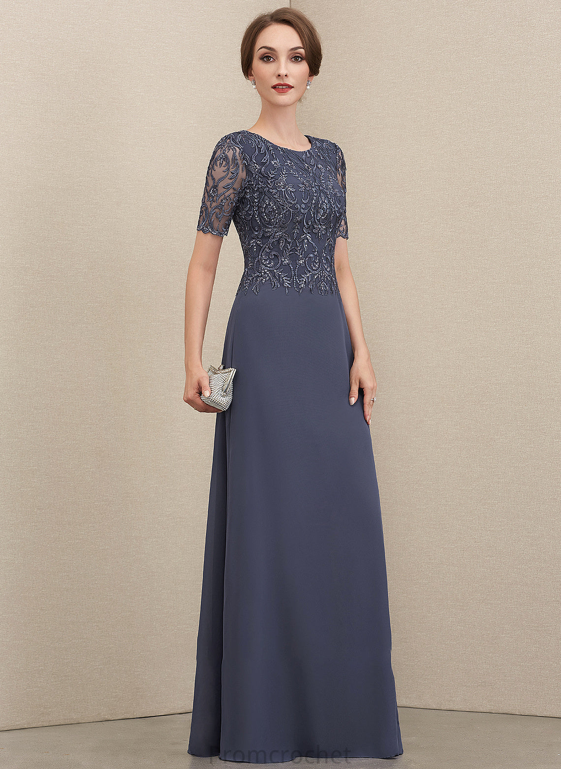 Mother Ansley Scoop Lace Floor-Length of Chiffon A-Line Dress Bride Mother of the Bride Dresses Neck the