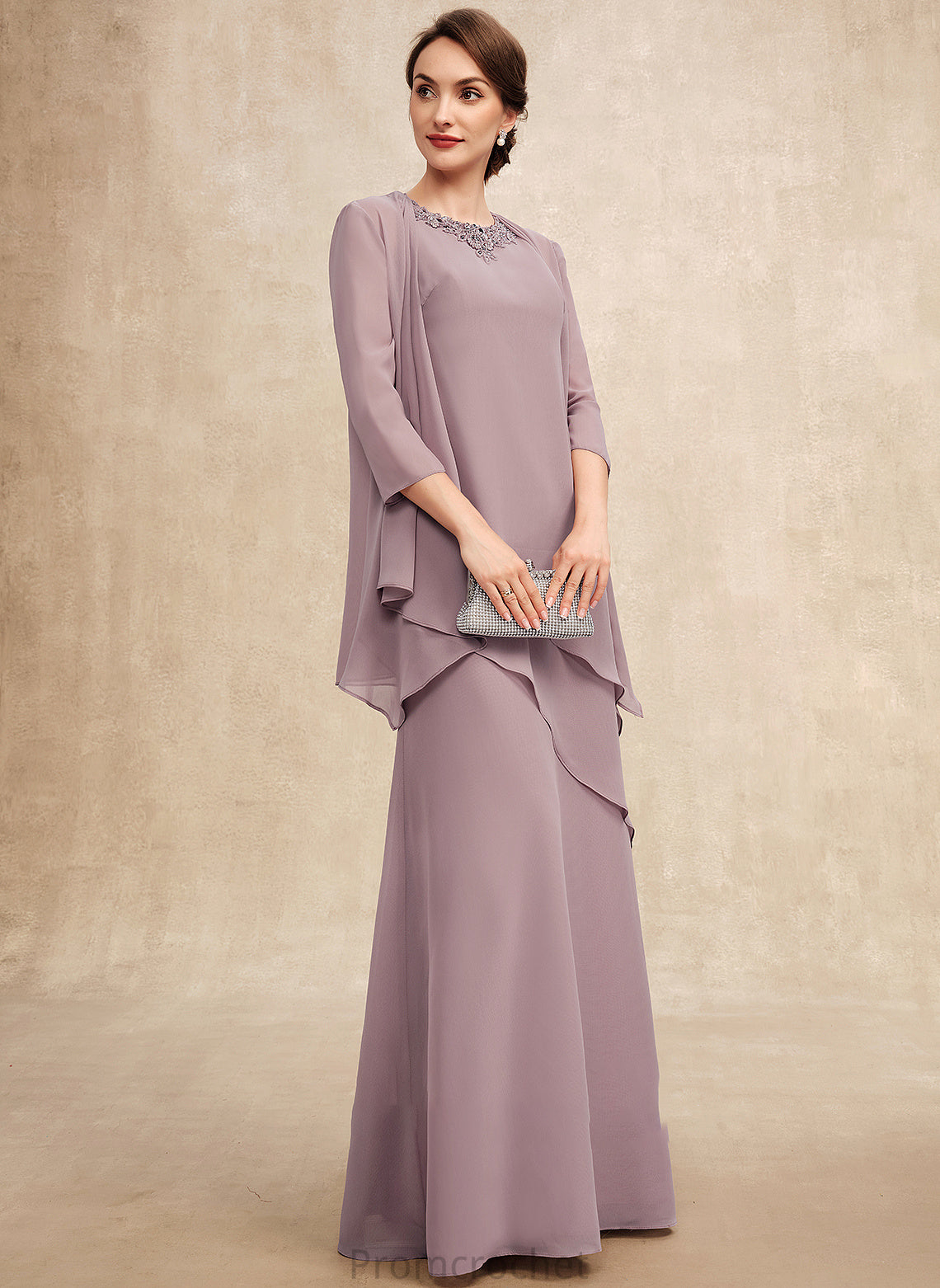 Scoop Beading Mother of the Bride Dresses Chiffon Bride the Dress A-Line Pancy Neck With Mother of Floor-Length