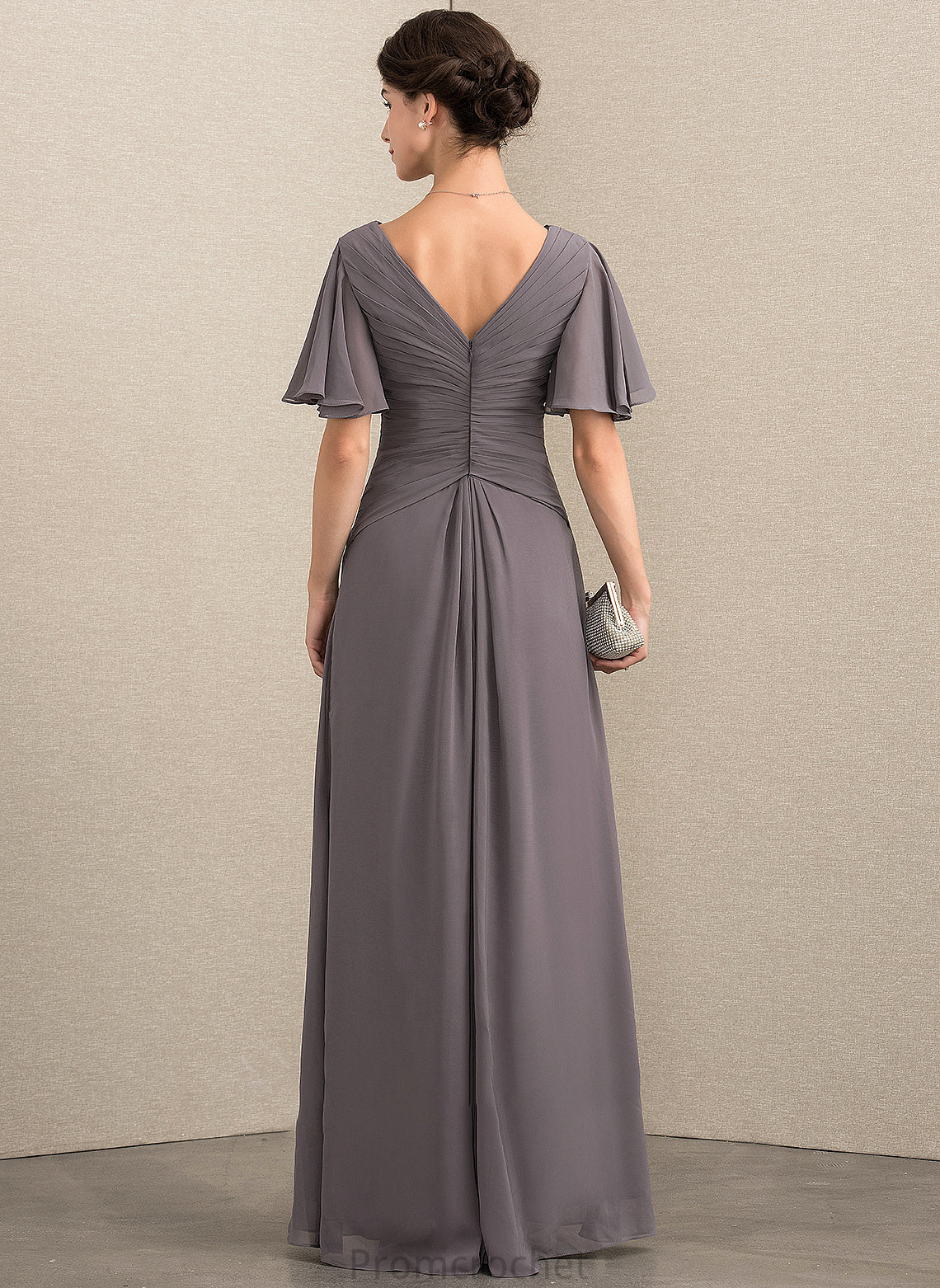 Chiffon Floor-Length Ruffle the Mother A-Line Mother of the Bride Dresses Dress With Bryanna Bride of V-neck