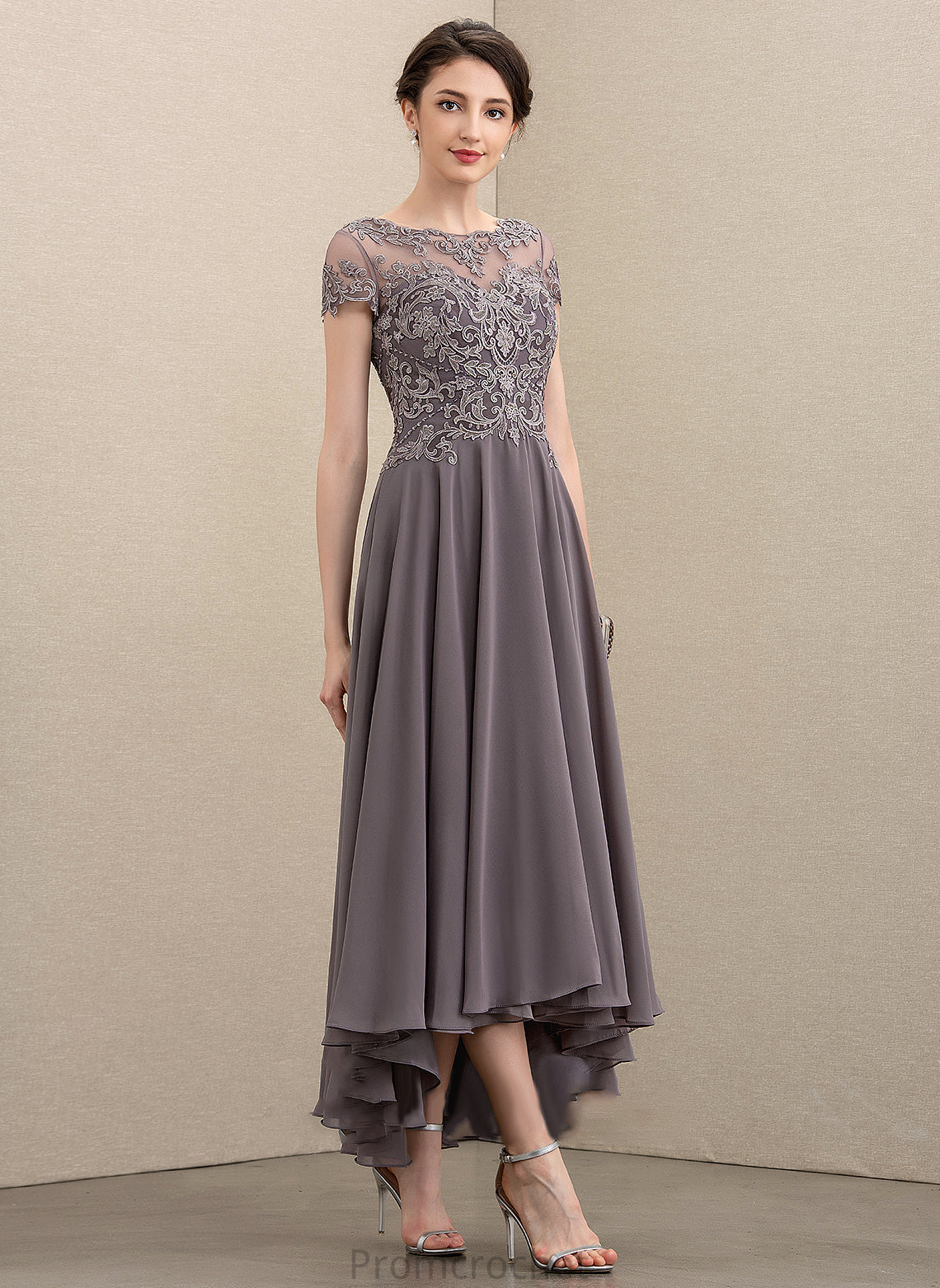 of Bride Neck the Scoop Beading Sequins With Mother of the Bride Dresses A-Line Asymmetrical Jessica Chiffon Lace Dress Mother