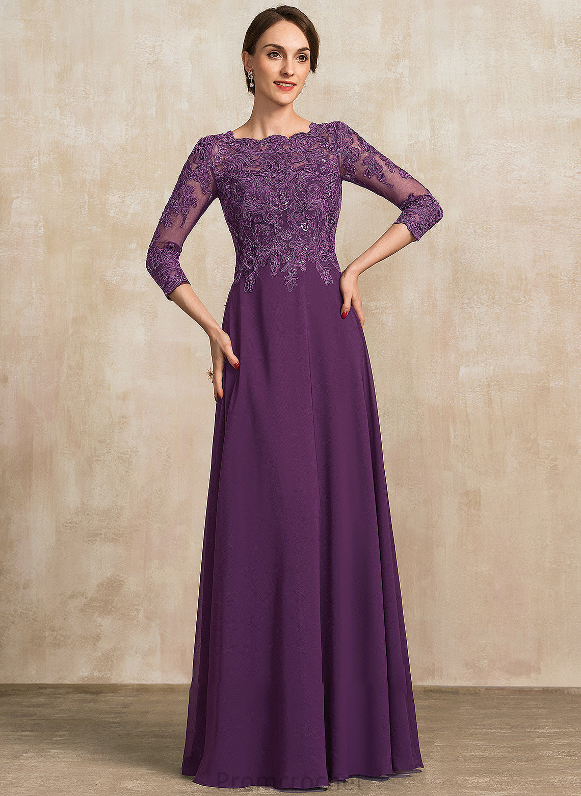 Lace Dress Chiffon Mother of the Bride Dresses of Mother Heidi Sequins Scoop With A-Line Bride the Neck Floor-Length