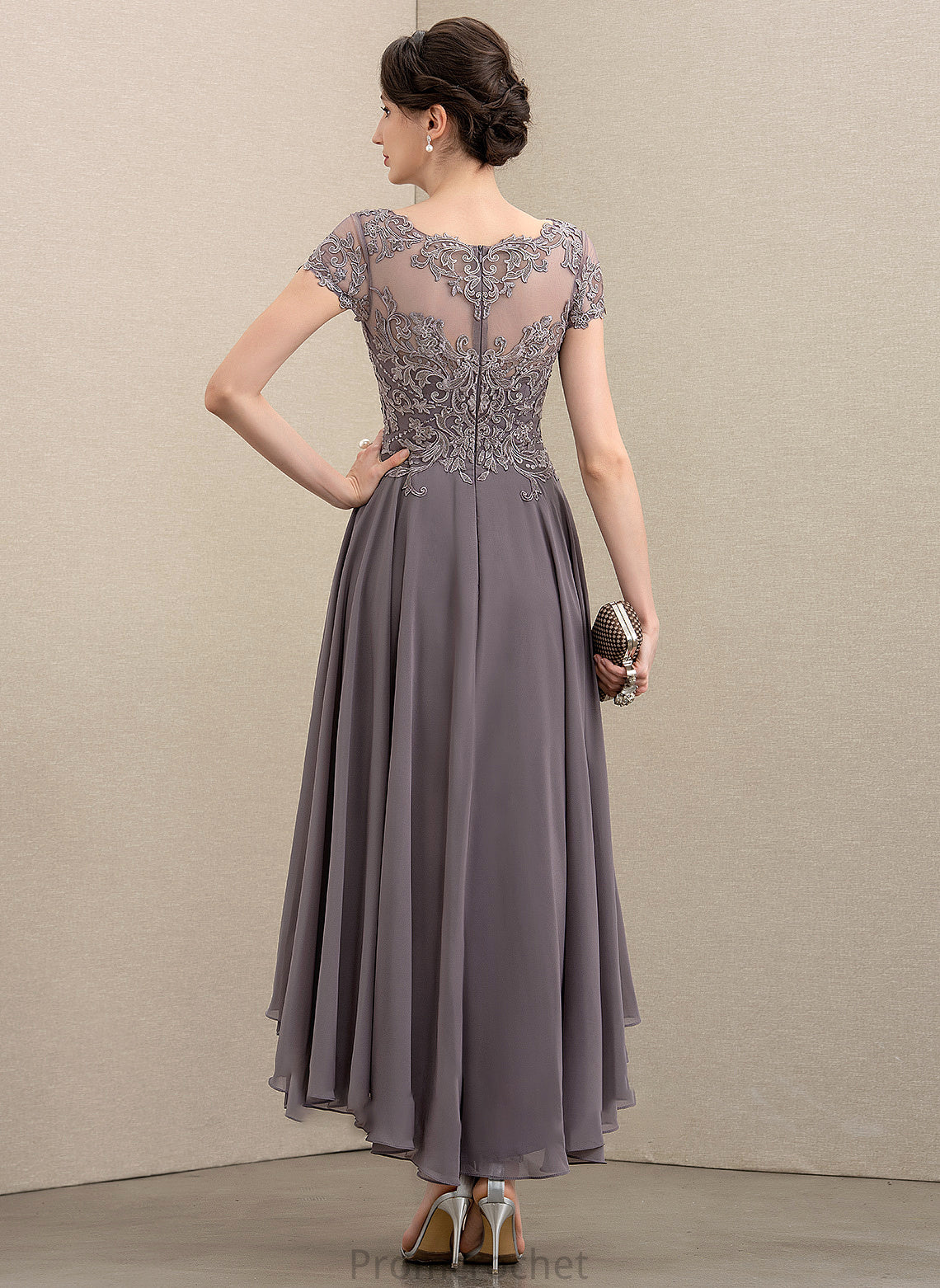 of Bride Neck the Scoop Beading Sequins With Mother of the Bride Dresses A-Line Asymmetrical Jessica Chiffon Lace Dress Mother