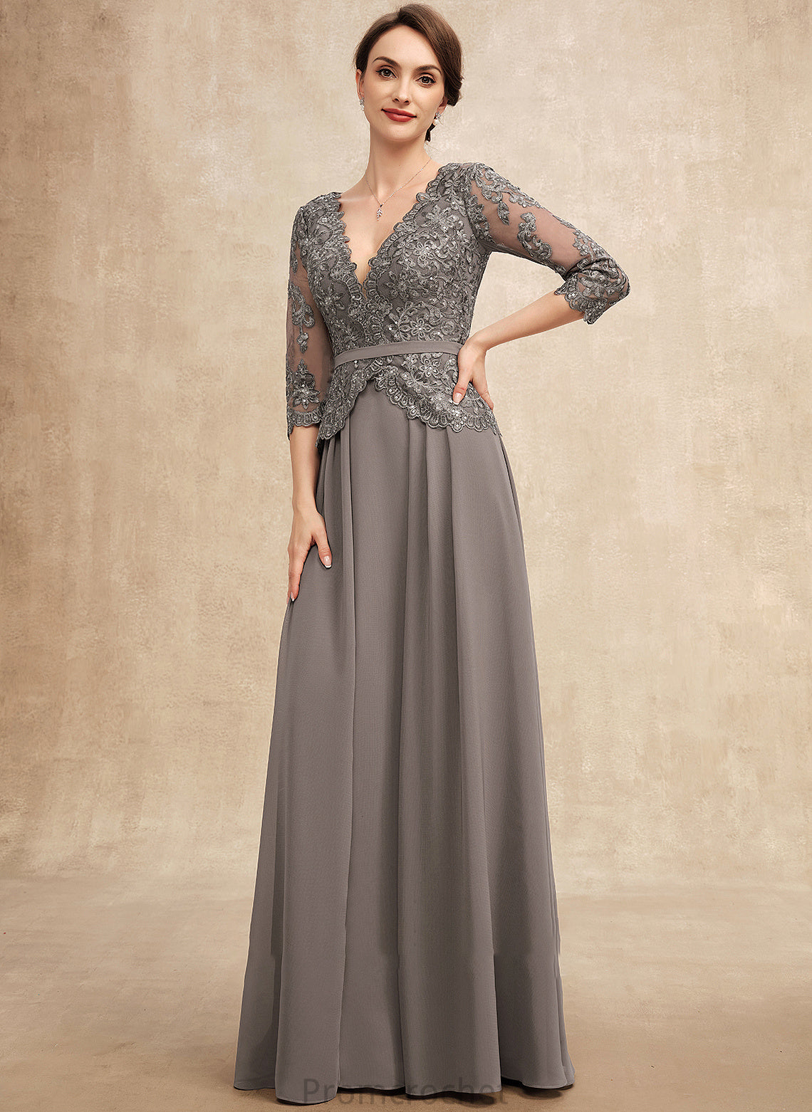 V-neck With Myla of Mother of the Bride Dresses Mother Dress Lace Floor-Length Chiffon Sequins Bride the A-Line