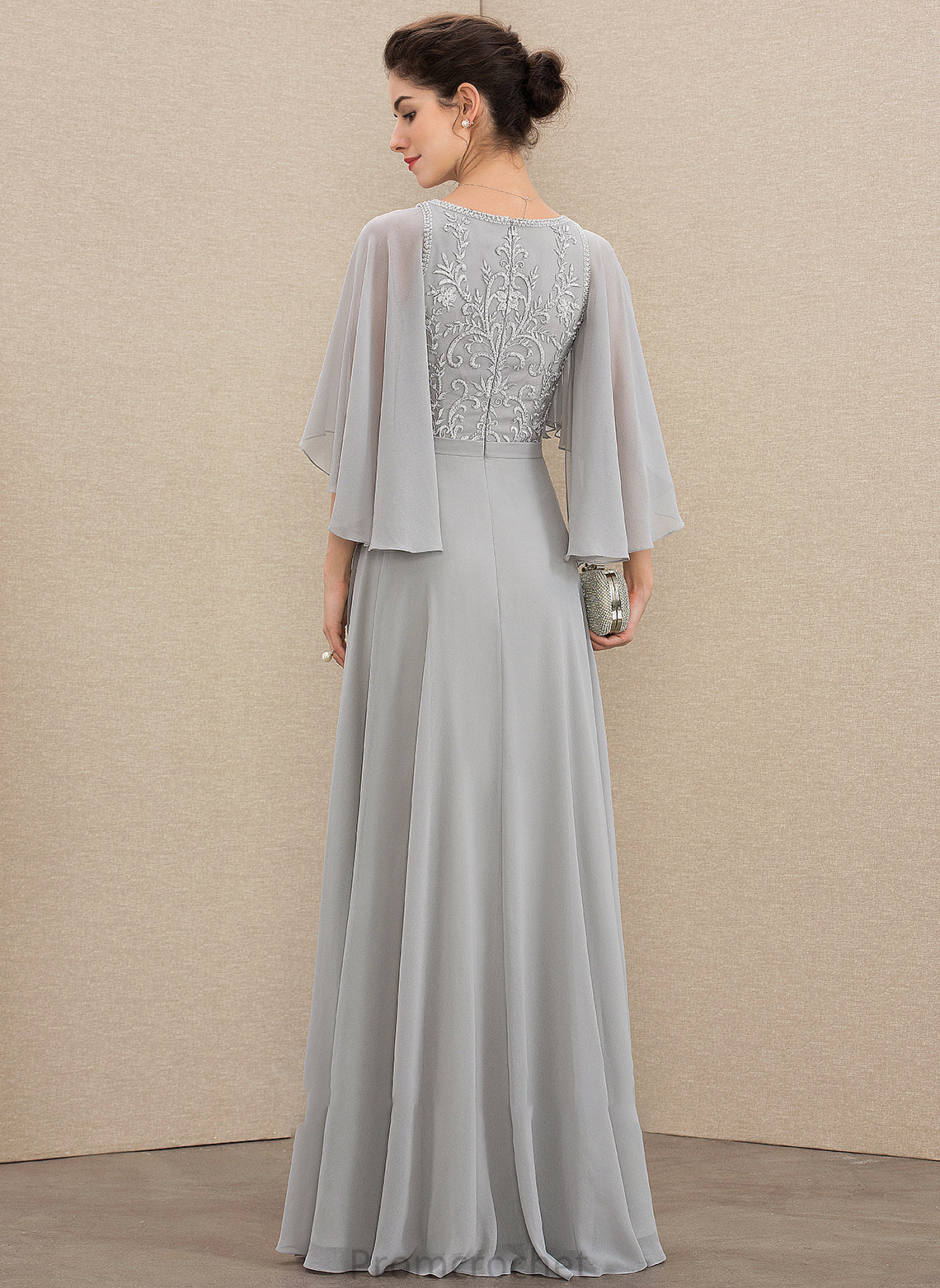 Mother of the Bride Dresses Dress Chiffon the Mother A-Line Lace Floor-Length With V-neck of Bride Beading Sequins Rosie