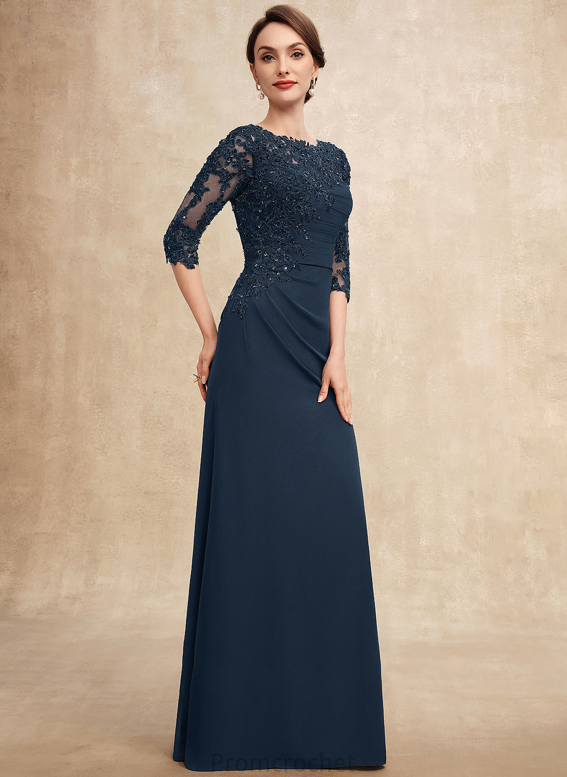 Mother the Dress Beading A-Line Floor-Length Ruffle of Scoop Mother of the Bride Dresses Bride Clara Lace With Neck Sequins Chiffon