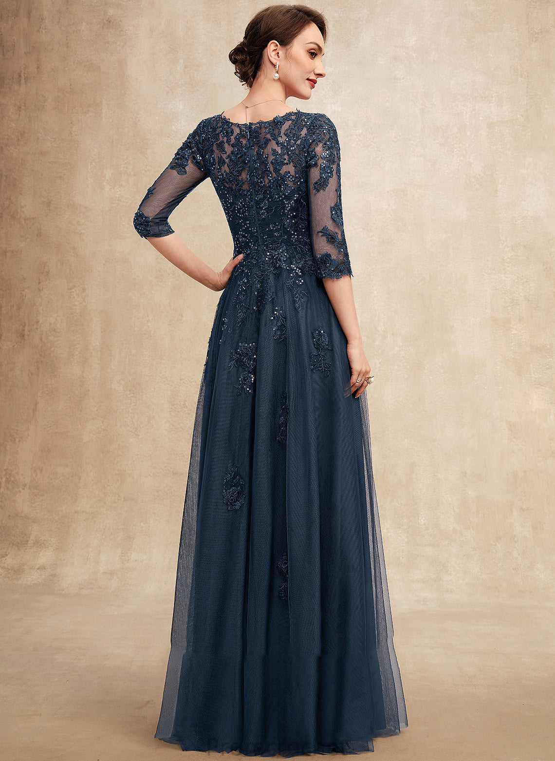 Mother of the Bride Dresses Bride Mother Dress With Tulle the of A-Line Christina Sequins V-neck Floor-Length Lace