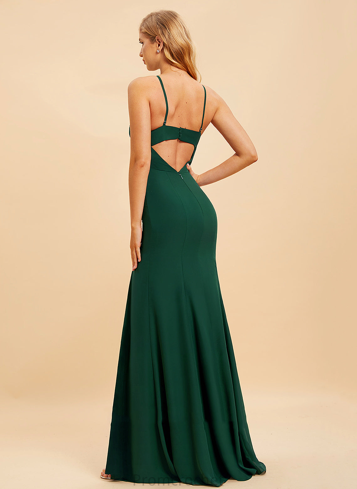 Fabric Silhouette Trumpet/Mermaid Neckline SplitFront Length HighNeck Floor-Length Embellishment Michaelia Sleeveless V-Neck Bridesmaid Dresses