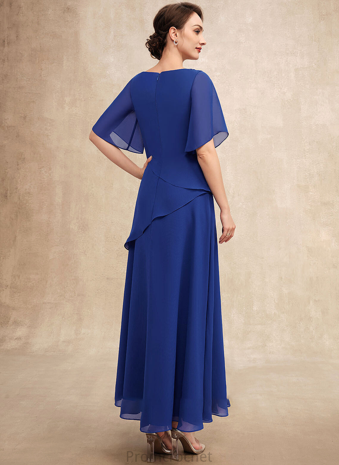 Taylor With Mother of the Bride Dresses Bride Chiffon Ankle-Length Dress of A-Line Neck Mother Beading Scoop the