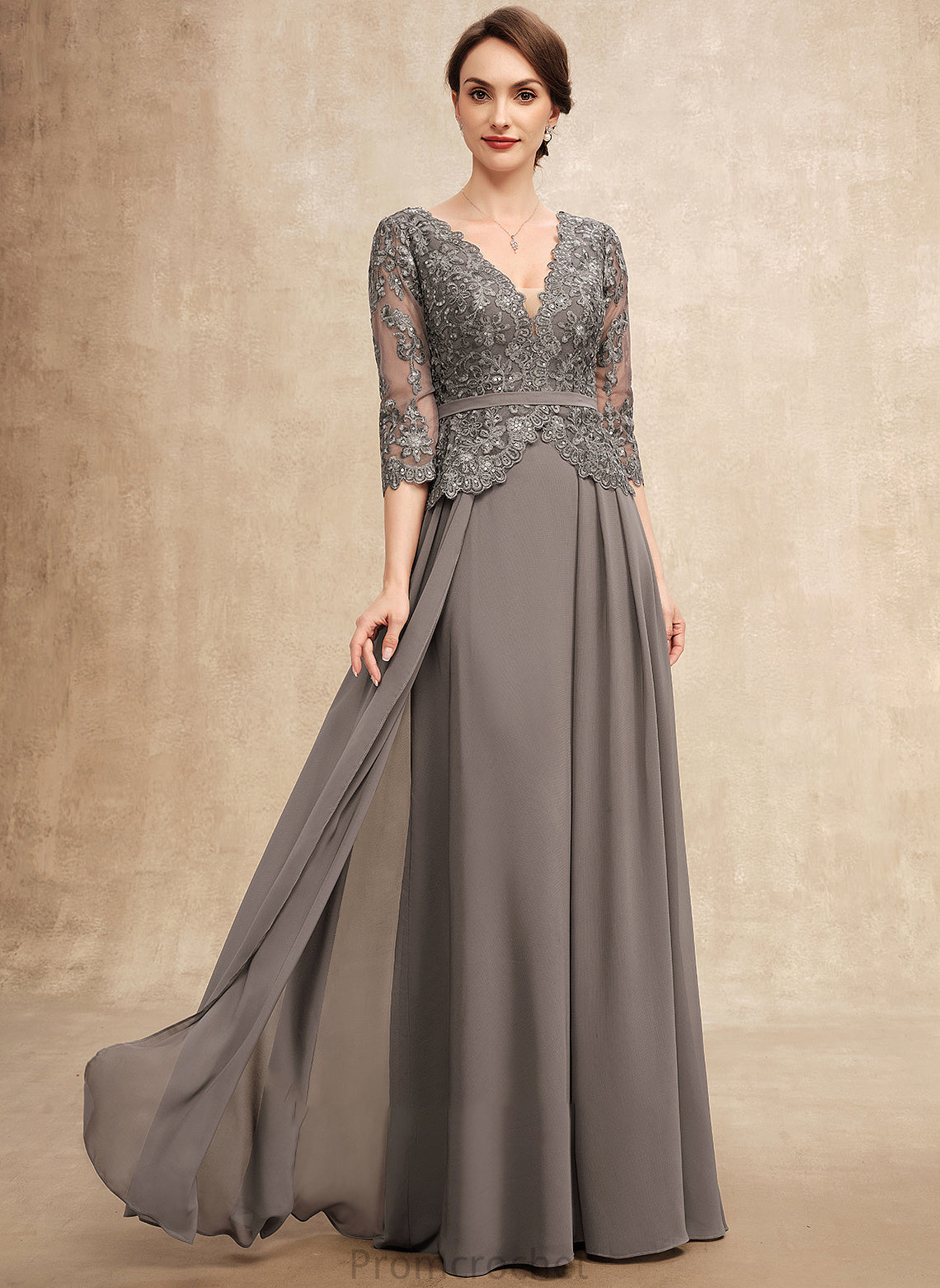 V-neck With Myla of Mother of the Bride Dresses Mother Dress Lace Floor-Length Chiffon Sequins Bride the A-Line