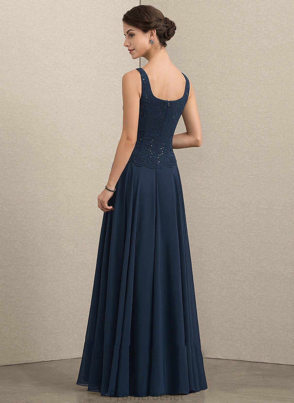 Floor-Length Square Chiffon Sequins Dress the With A-Line Mother Mother of the Bride Dresses Neckline Lace Olympia of Bride