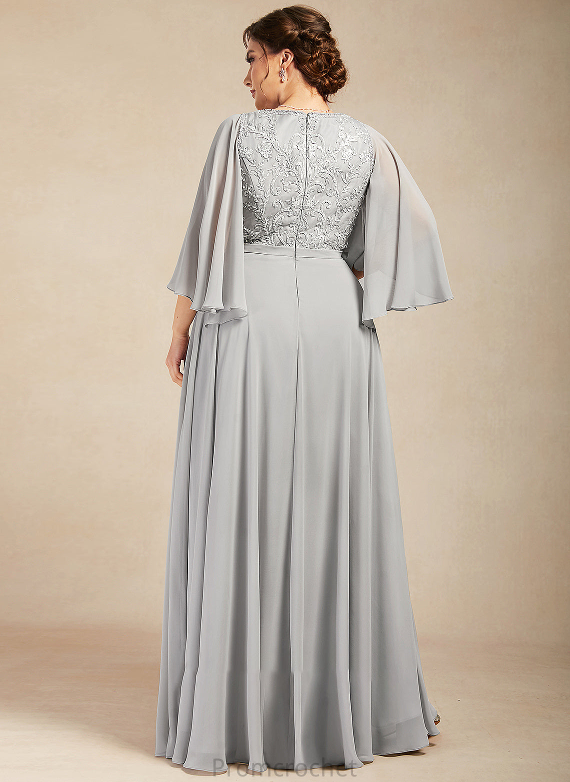 Mother of the Bride Dresses Dress Chiffon the Mother A-Line Lace Floor-Length With V-neck of Bride Beading Sequins Rosie