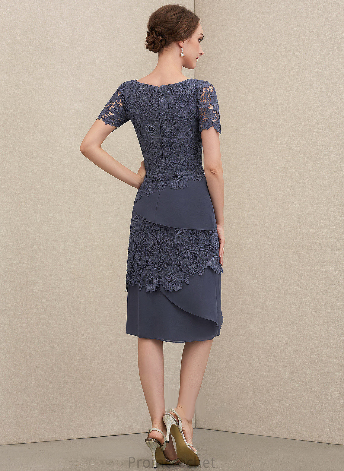 Delaney Mother of the Bride Dresses Neck Mother Chiffon Bride Dress of Scoop Lace the Knee-Length Sheath/Column