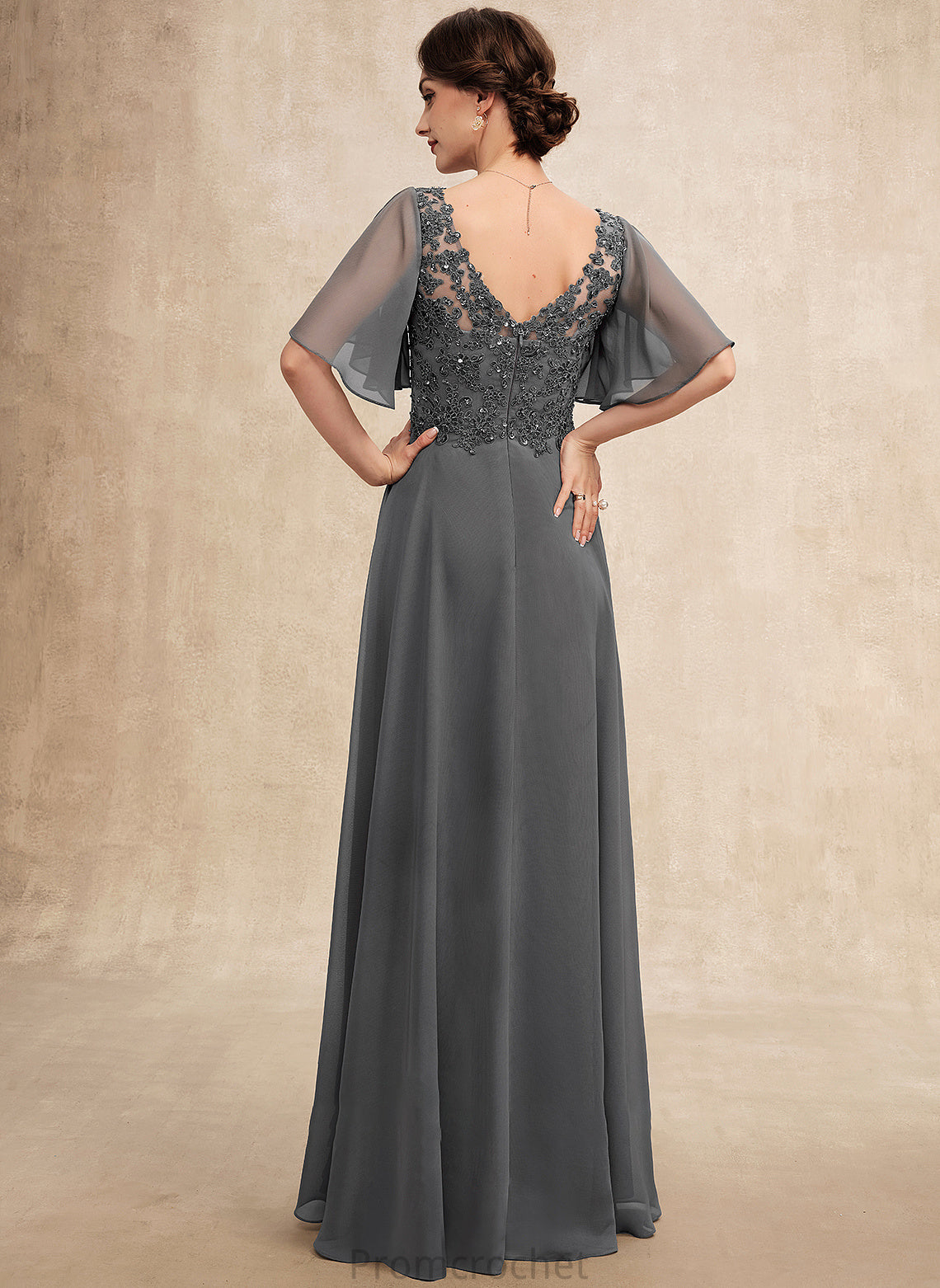 With Mother Beading A-Line Bride Floor-Length Mother of the Bride Dresses V-neck Sequins Chiffon the of Dress Lace Jess